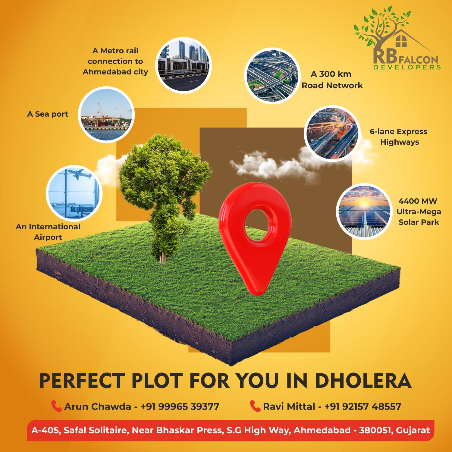 A 143 sq. yard plot is up for sale on Dholera Airport Road