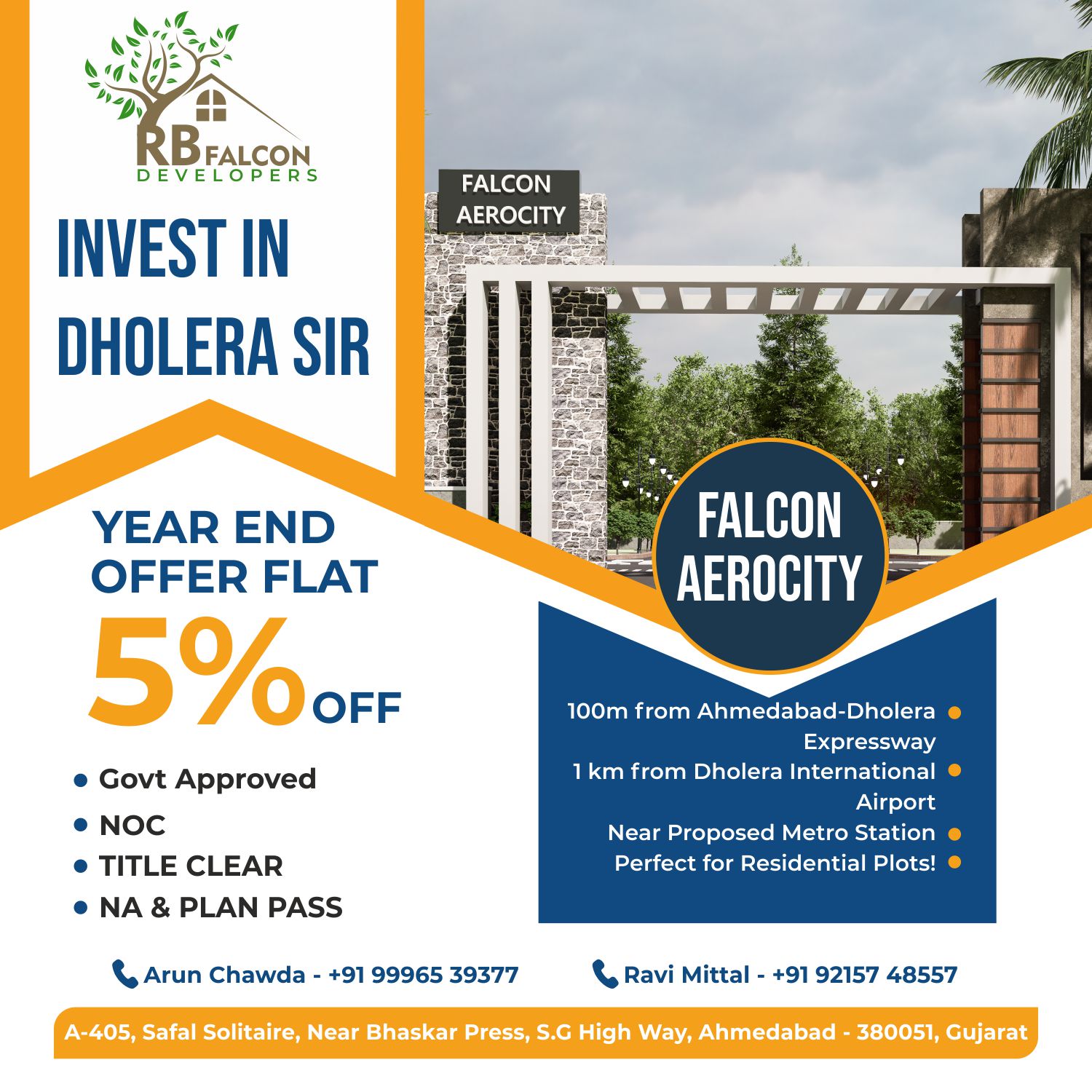 102 sq. yard plot on Diamond Chowk to Dholera Airport